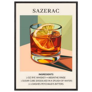 Artfulprints Poster met Lijst Sazerac cocktail – Ingrediënten – 70×100 Artfulprints Poster met Lijst Sazerac cocktail – Ingrediënten – 70×100