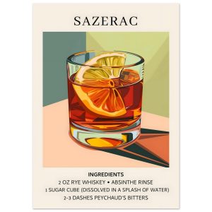 Artfulprints Poster Sazerac cocktail – Ingrediënten – 50×70 cm – Meerk Artfulprints Poster Sazerac cocktail – Ingrediënten – 50×70 cm – Meerk