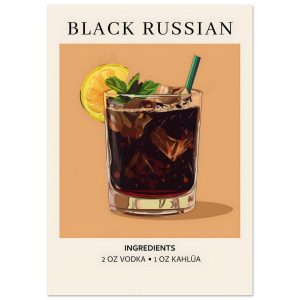 Artfulprints Poster Black Russian cocktail – Ingrediënten – A4 21×29.7 Artfulprints Poster Black Russian cocktail – Ingrediënten – A4 21×29.7