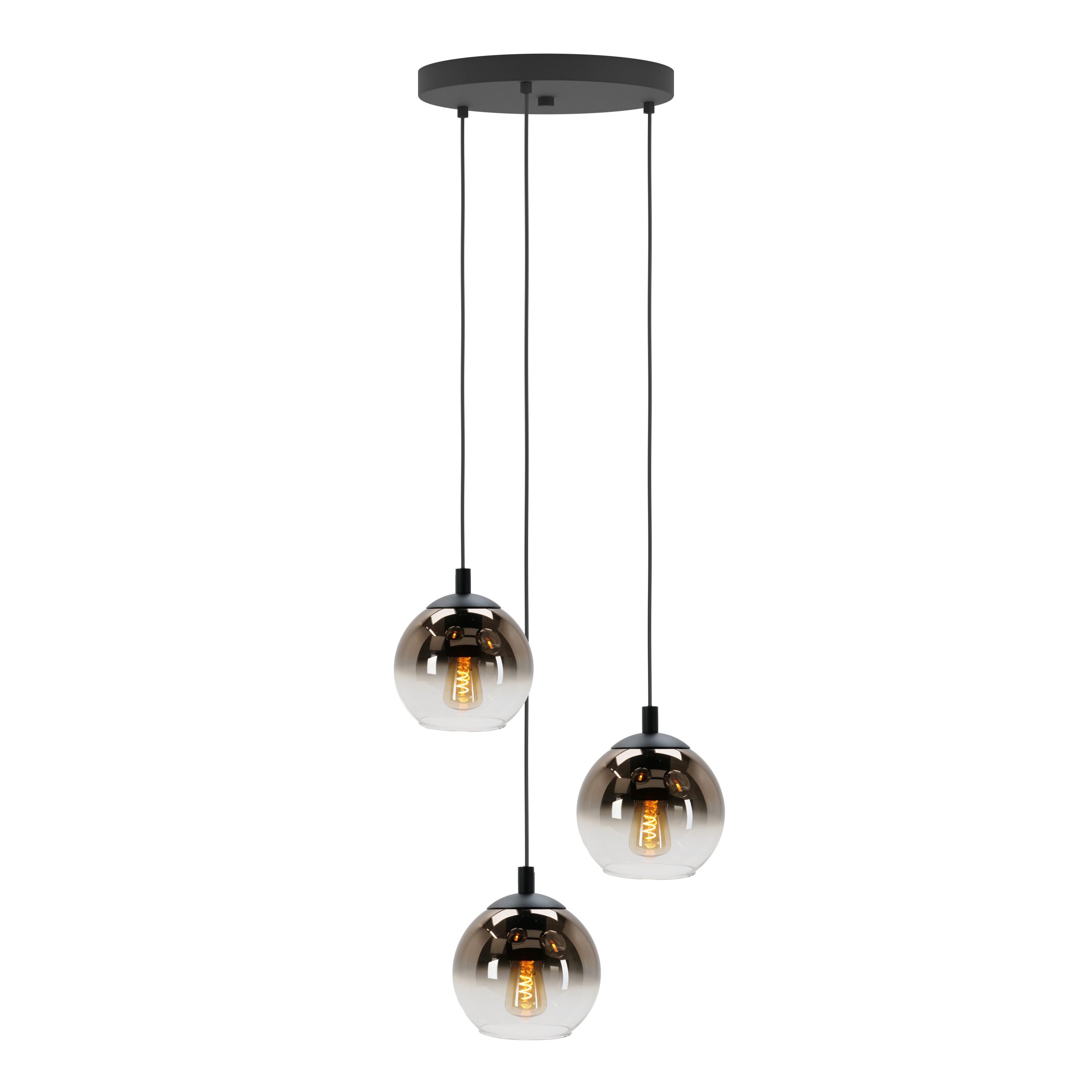 EGLO hanglamp Ariscani 1 - ø 42,5 cm - koperglas - 3 lichts - zwart