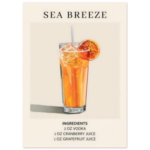 Artfulprints Poster Sea Breeze cocktail – Ingrediënten – 50×70 cm – Or Artfulprints Poster Sea Breeze cocktail – Ingrediënten – 50×70 cm – Or