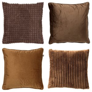 KUSSENSET – 4-delig Mixed Textures – 45×45 cm – inclusief binnenkussen
