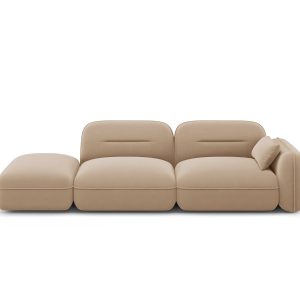 Cosmopolitan Design linker modulaire bank Sydney 3-zits, flueel, zand Cosmopolitan Design linker modulaire bank Sydney 3-zits, flueel, zand
