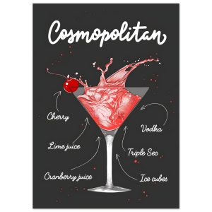 Artfulprints Cosmopolitan cocktail I – Illustratie poster 50×70 cm Artfulprints Cosmopolitan cocktail I – Illustratie poster 50×70 cm