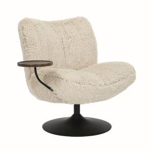 DÉJA Living Draaifauteuil Morten – Taupe Fluffy/Zwart – Incl. Tafeltje DÉJA Living Draaifauteuil Morten – Taupe Fluffy/Zwart – Incl. Tafeltje
