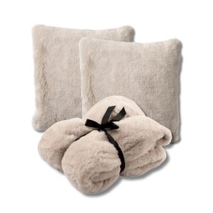 VOORDEELSET – 3-delig – Zaya & Lize – 2 sierkussens 45×45 cm, 1 plaid VOORDEELSET – 3-delig – Zaya & Lize – 2 sierkussens 45×45 cm, 1 plaid