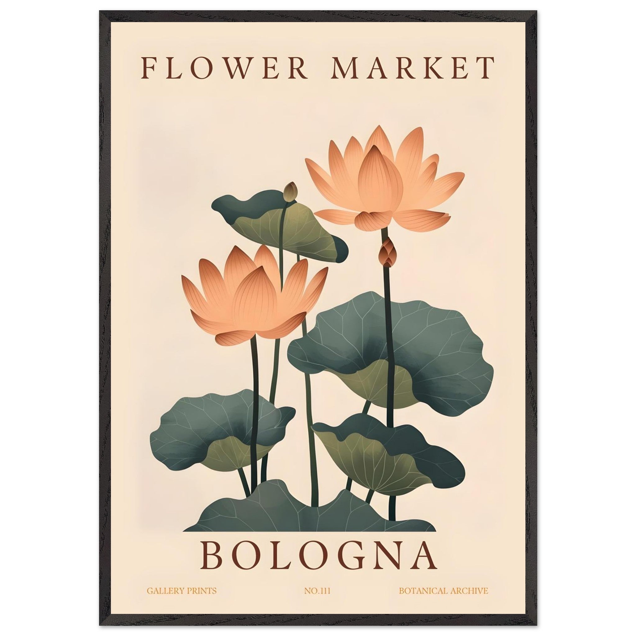 Artfulprints Poster met Lijst Flower market - Bologna - 70x100 cm - Me