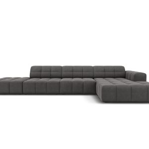 Cosmopolitan Design rechter hoekbank Chicago 5-zits, flueel grijs – 16 Cosmopolitan Design rechter hoekbank Chicago 5-zits, flueel grijs – 16
