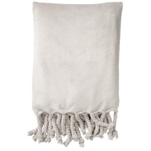 FLORIJN – Plaid 150×200 cm – grote fleece plaid met flosjes – Snow Whi FLORIJN – Plaid 150×200 cm – grote fleece plaid met flosjes – Snow Whi