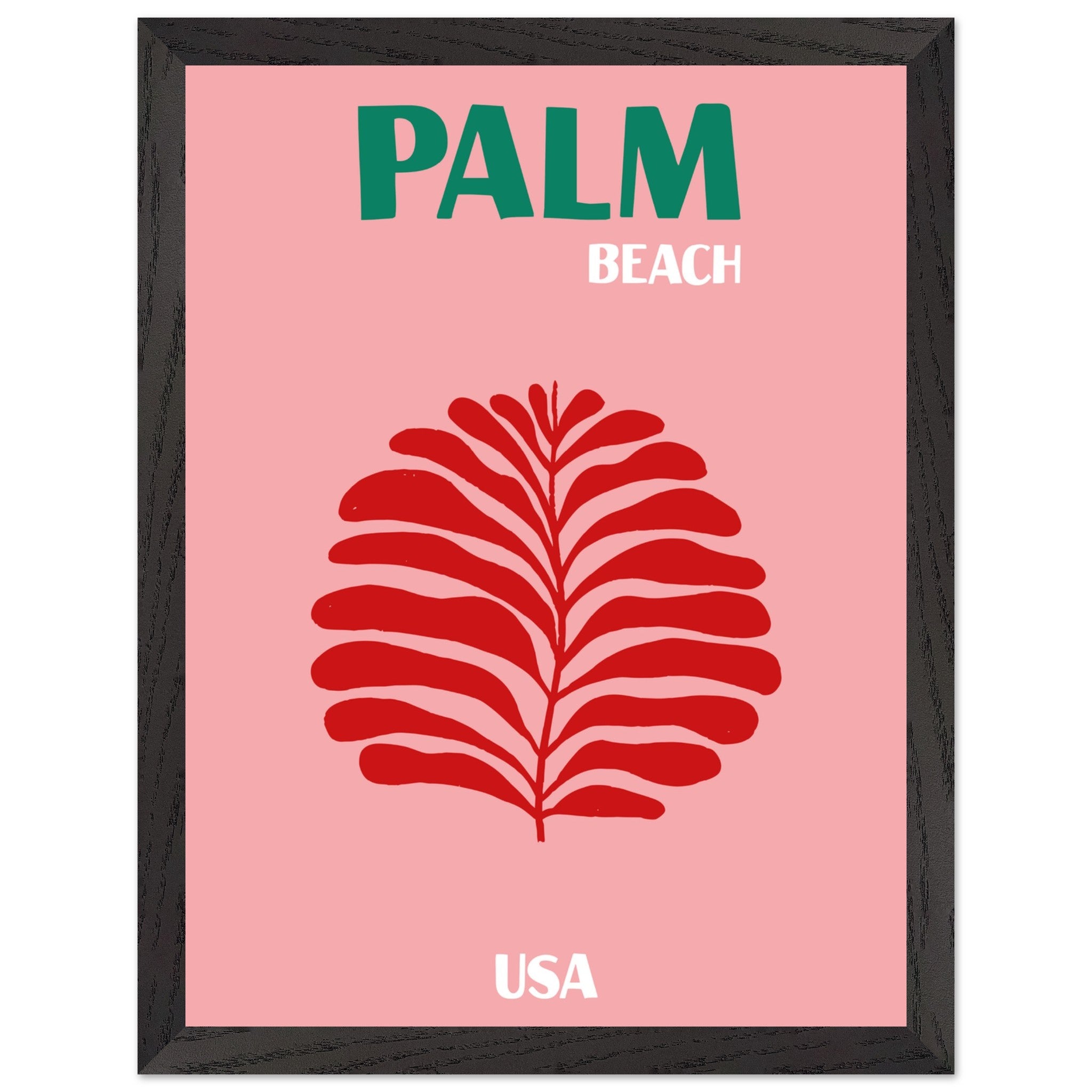 Artfulprints Poster met Lijst USA - Palm Beach - 30x40 cm - Roze