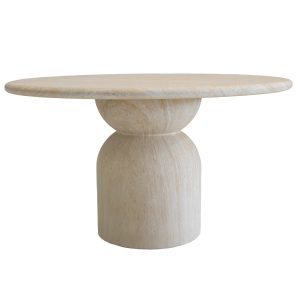 DÉJA Living Eettafel Djurö Rond – Travertin – 130x130x76cm DÉJA Living Eettafel Djurö Rond – Travertin – 130x130x76cm