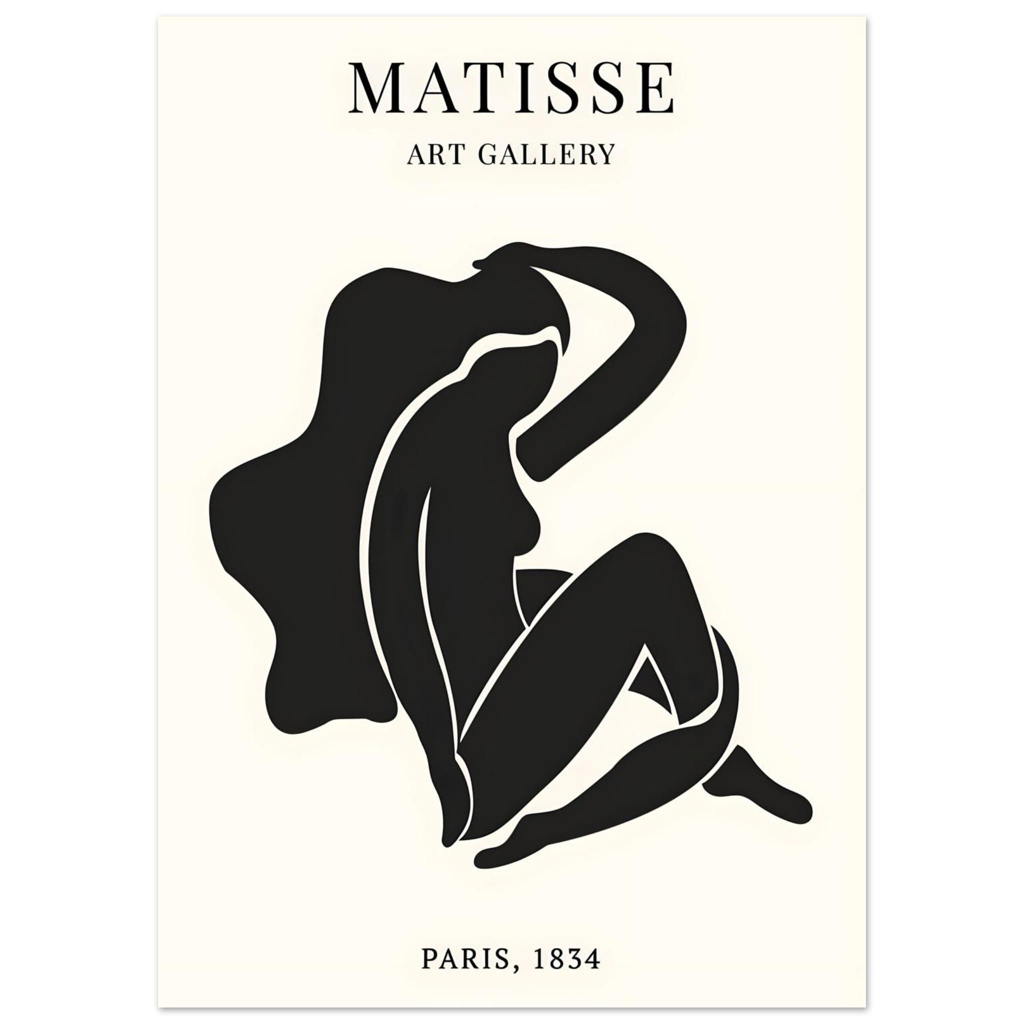 Artfulprints Poster Matisse - Art of a woman - 50x70 cm - Zwart / Wit