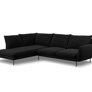 Cosmopolitan Design linker hoekbank Vienna 6-zits, flueel, zwart – 185 Cosmopolitan Design linker hoekbank Vienna 6-zits, flueel, zwart – 185
