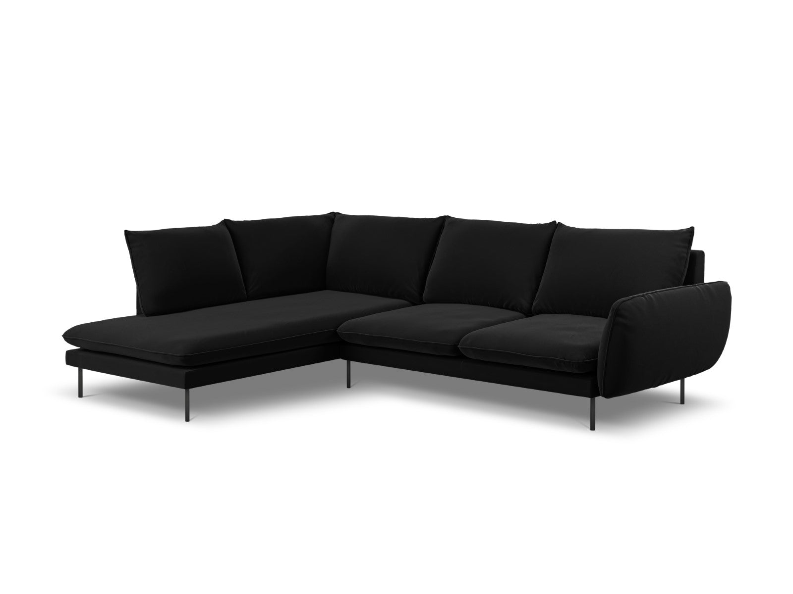 Cosmopolitan Design linker hoekbank Vienna 6-zits, flueel, zwart - 185