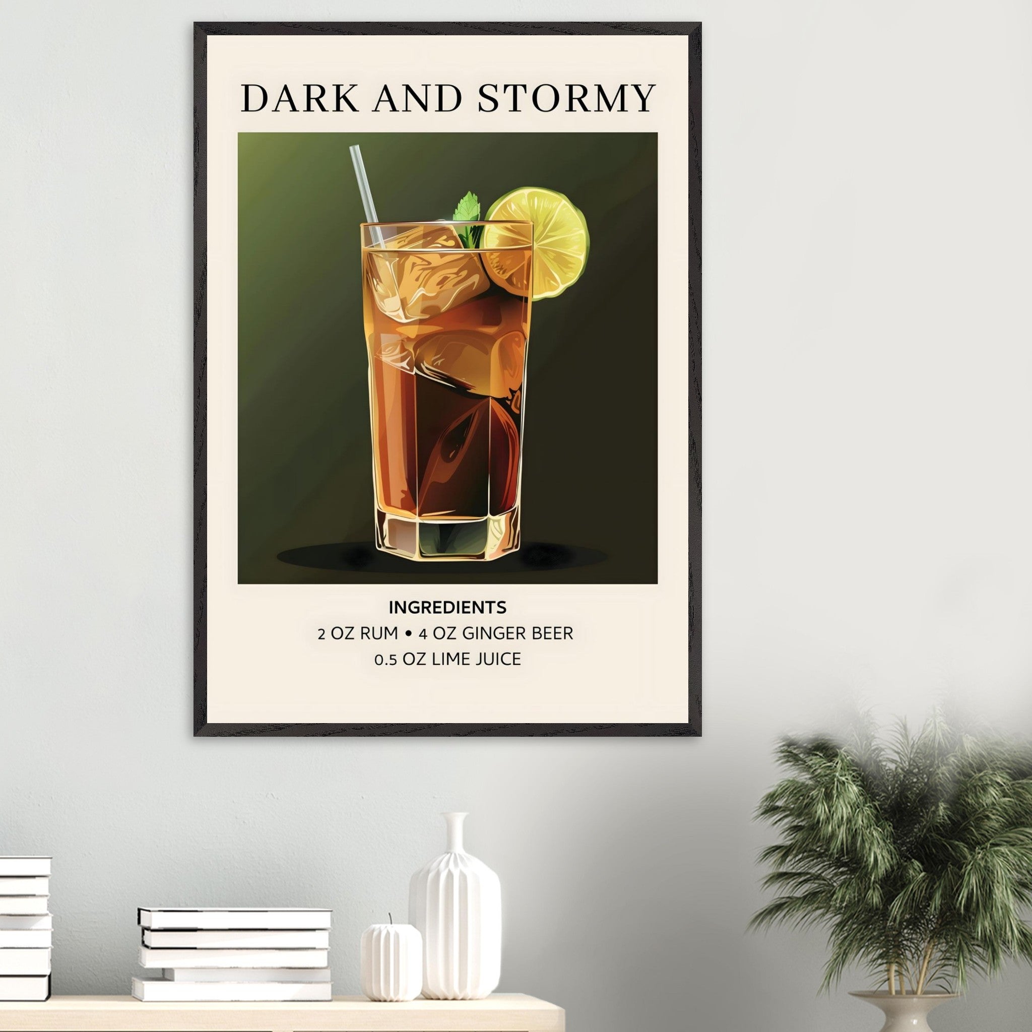 Artfulprints Poster Dark and Stormy cocktail - Ingrediënten - 70x100 c