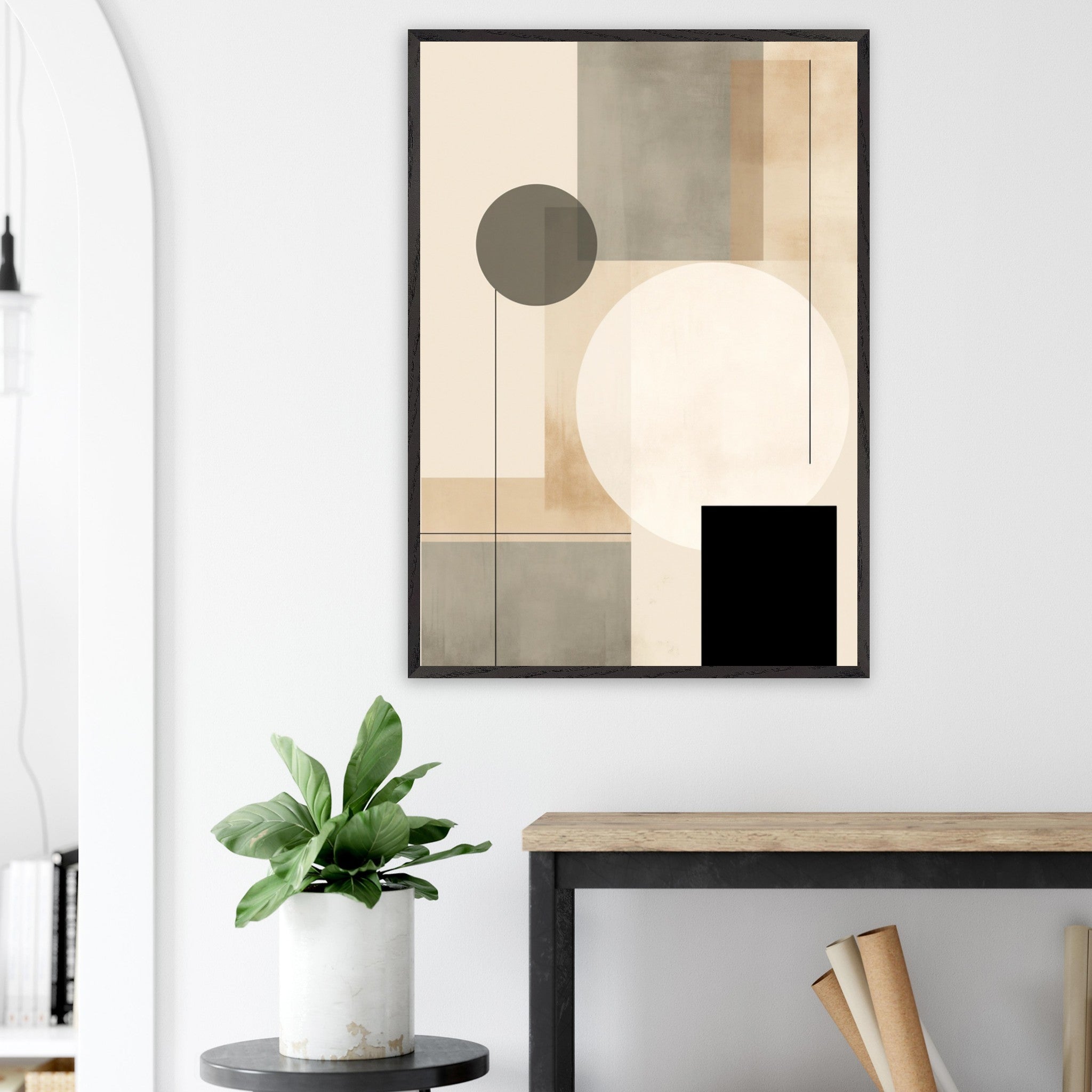 Artfulprints Poster Japandi abstract - 70x100 cm - Taupe
