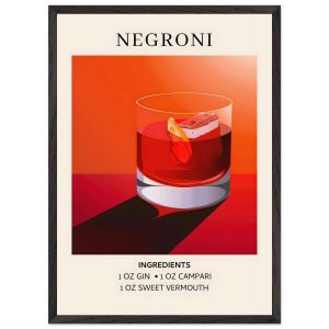 Artfulprints Poster met Lijst Negroni cocktail – Ingrediënten – 50×70 Artfulprints Poster met Lijst Negroni cocktail – Ingrediënten – 50×70