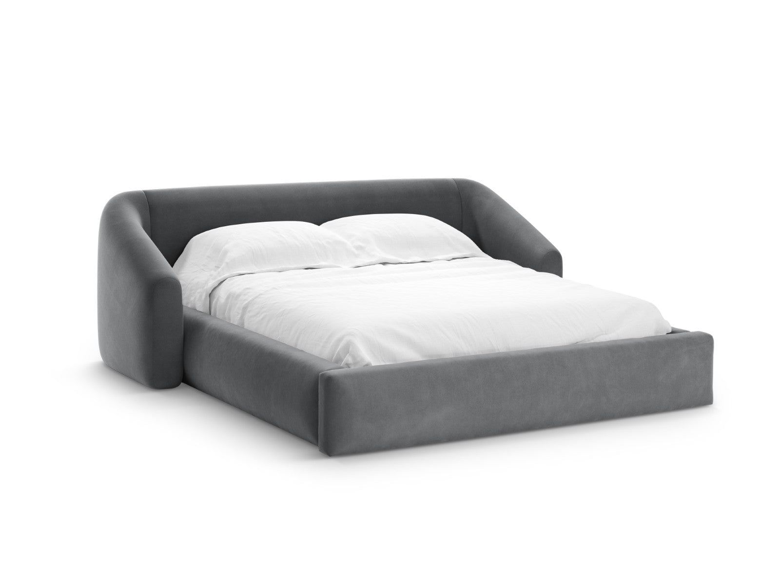 Cosmopolitan Design Opbergbed met hoofdeinde Campi 200x180cm flueel gr
