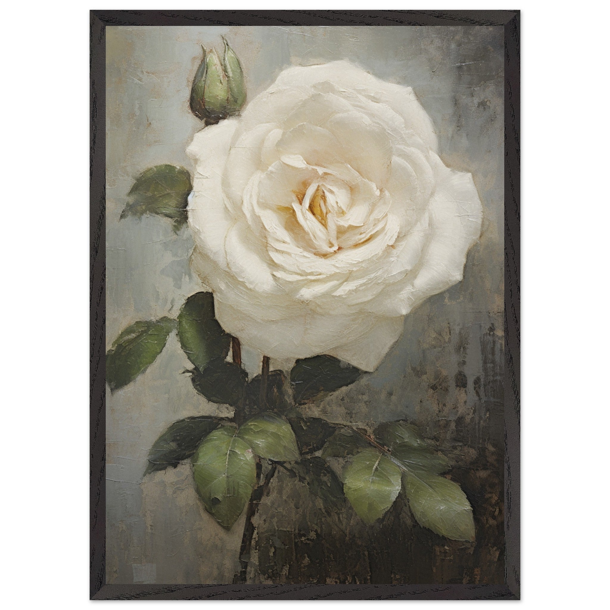Artfulprints Poster met Lijst White rose - 50x70 cm - Wit