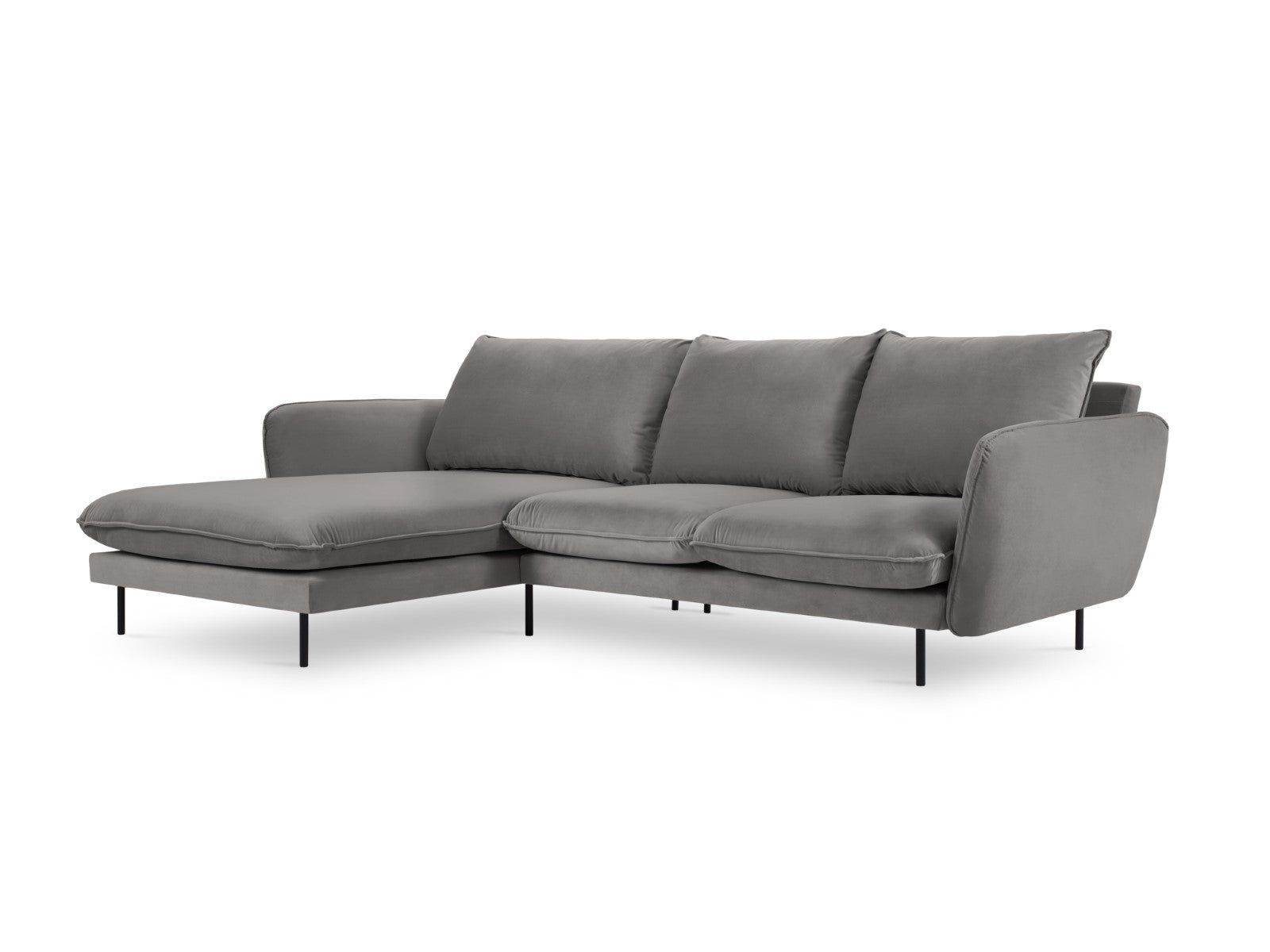 Cosmopolitan Design linker hoekbank Vienna 5-zits, flueel, lichtgrijs