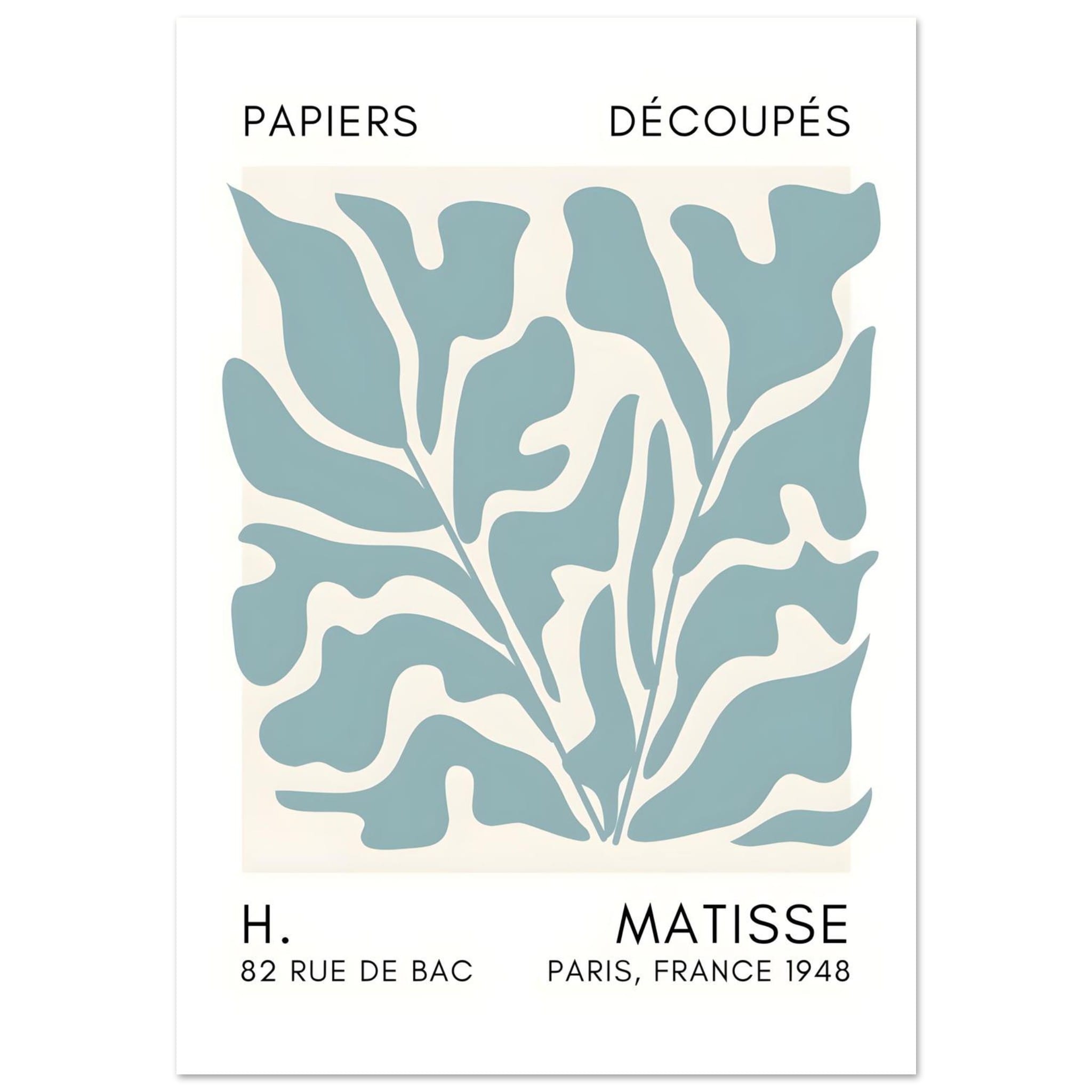 Artfulprints Poster Matisse – Seabed shapes turquoise - 70x100 cm - Tu