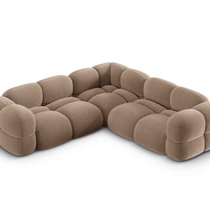 Cosmopolitan Design Hoekbank Loretto 4-zits, flueel donkerbeige – 250x Cosmopolitan Design Hoekbank Loretto 4-zits, flueel donkerbeige – 250x