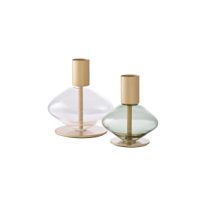 Artichok Wieke Glazen Kandelaar Goud – Set Van 2 Artichok Wieke Glazen Kandelaar Goud – Set Van 2