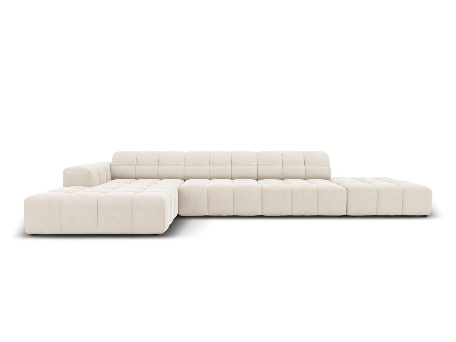Cosmopolitan Design linker hoekbank Chicago 5-zits, flueel lichtbeige