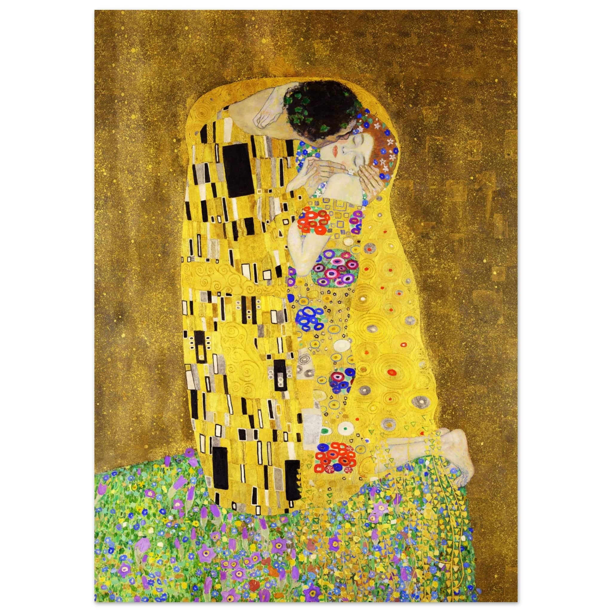 Artfulprints Poster Gustav Klimt - The kiss - 50x70 cm - Geel