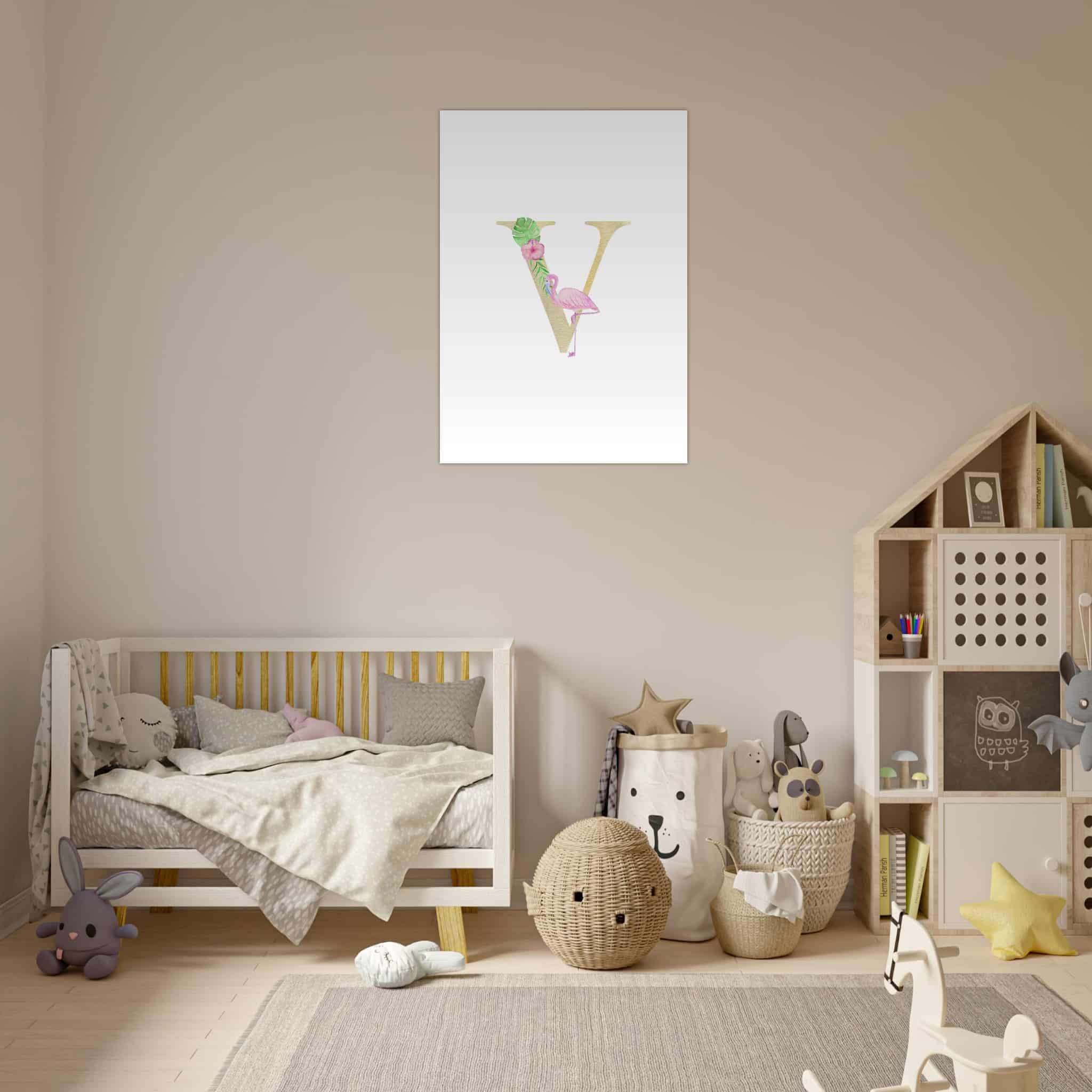 Artfulprints Poster Letter V kindernaam - 70x100 cm - Meerkleurig