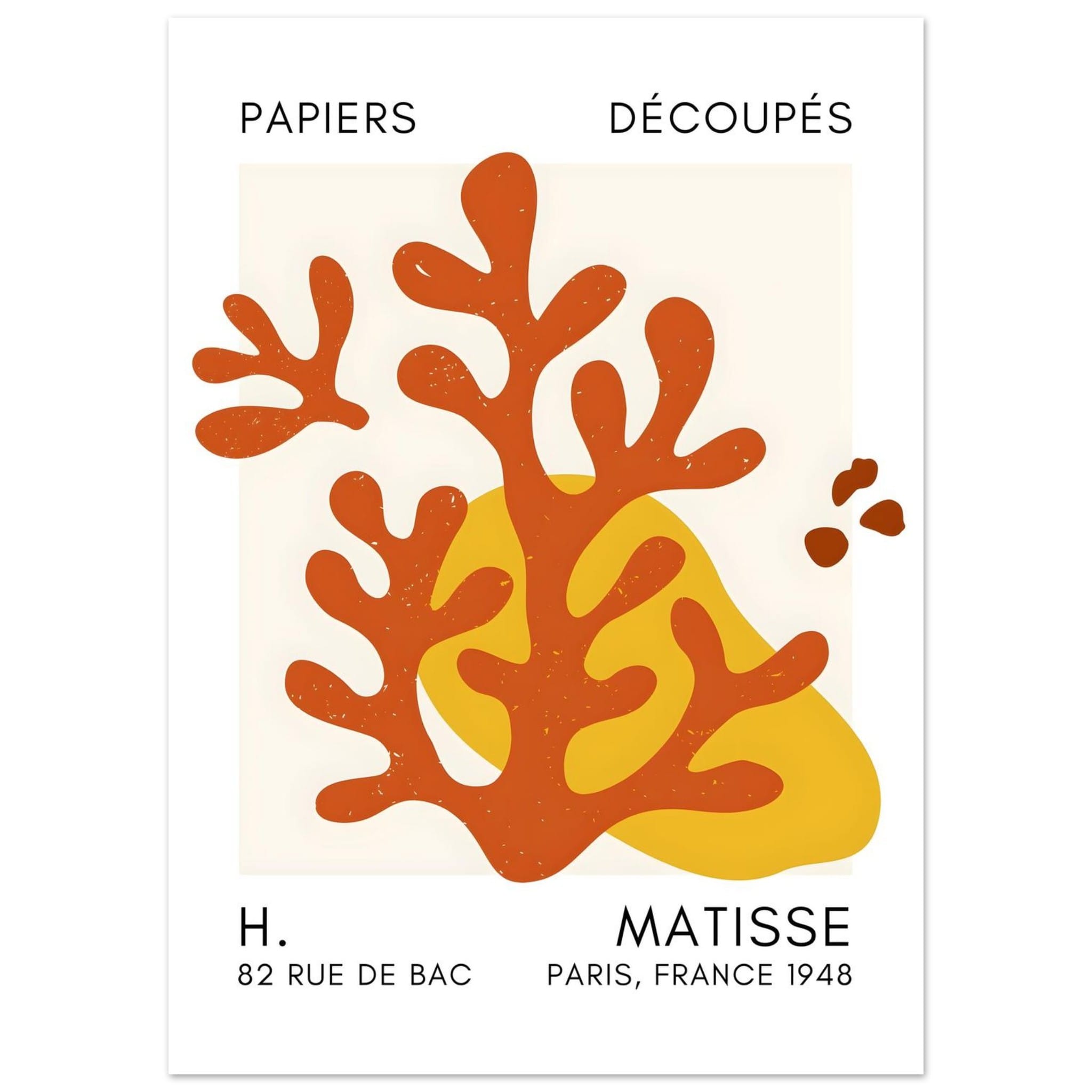 Artfulprints Poster Matisse - Abstract coral orange - 50x70 cm - Oranj
