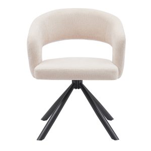 DÉJA Living Eetkamerstoel Elle – Stof/Metaal – Beige – Set van 2