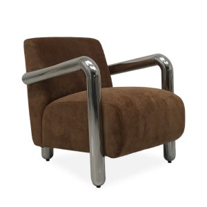 DÉJA Living Fauteuil Tolga – Bruin/Chrome Stof – 70x85x75cm DÉJA Living Fauteuil Tolga – Bruin/Chrome Stof – 70x85x75cm