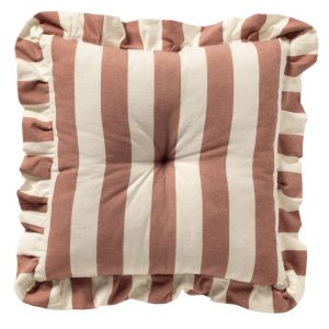 BELLA – stoelkussen 40×40 cm – gestreept – ruches – Old Rose – roze BELLA – stoelkussen 40×40 cm – gestreept – ruches – Old Rose – roze