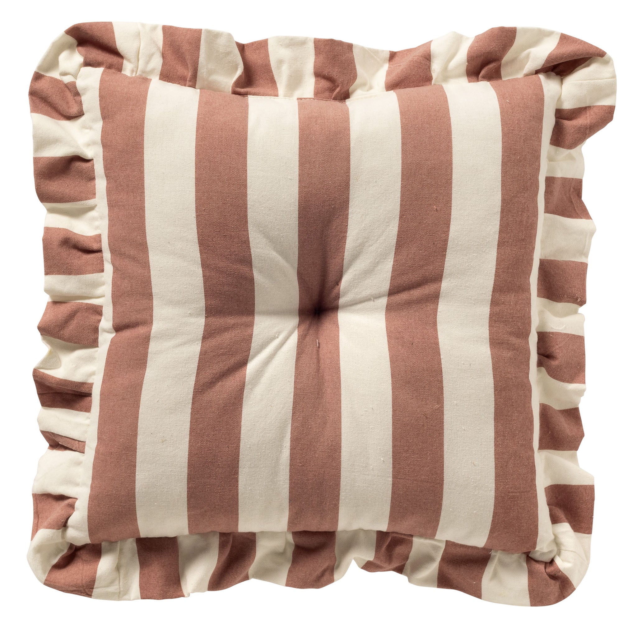 BELLA - stoelkussen 40x40 cm - gestreept - ruches - Old Rose - roze
