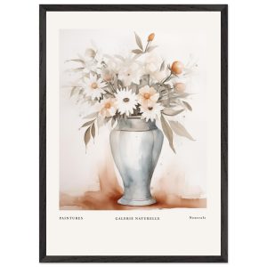 Artfulprints Poster met Lijst Bloemen in vaas 1 – 50×70 cm – Taupe
