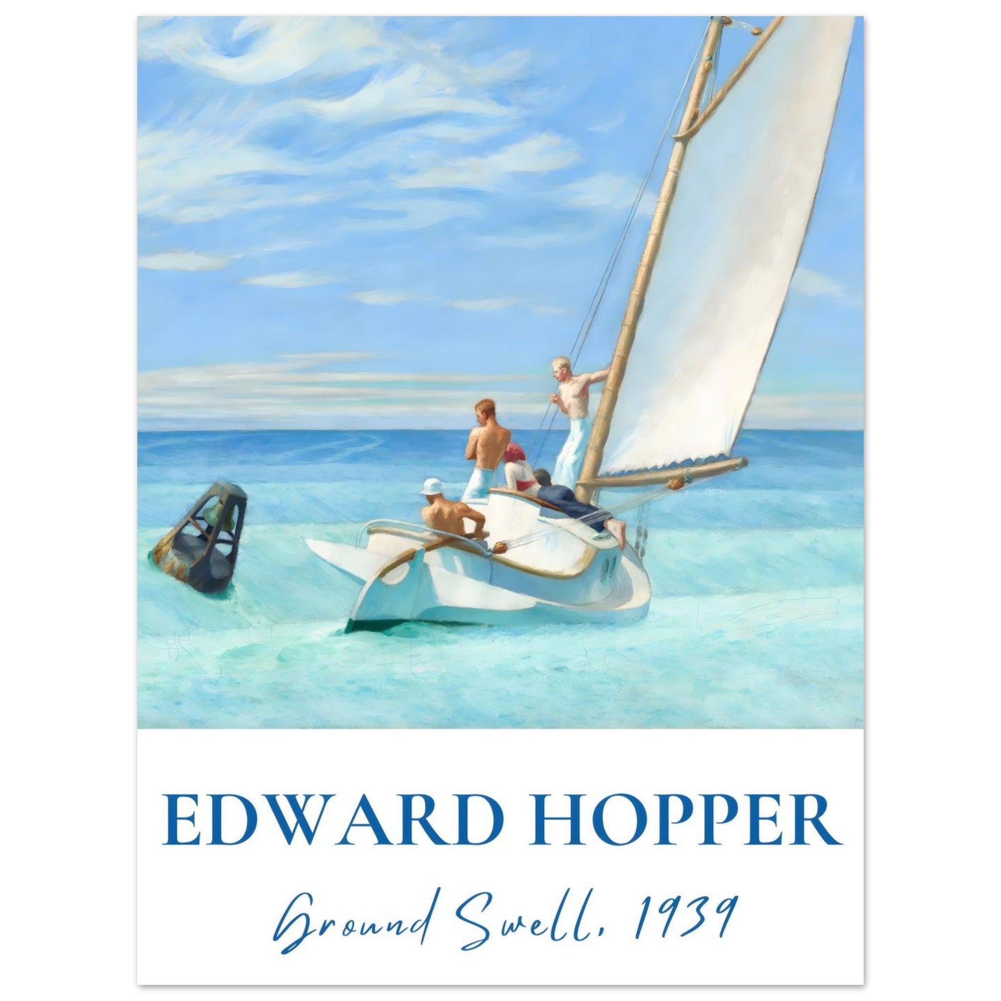 Artfulprints Poster Edward Hopper - Ground swell - 30x40 cm - Blauw