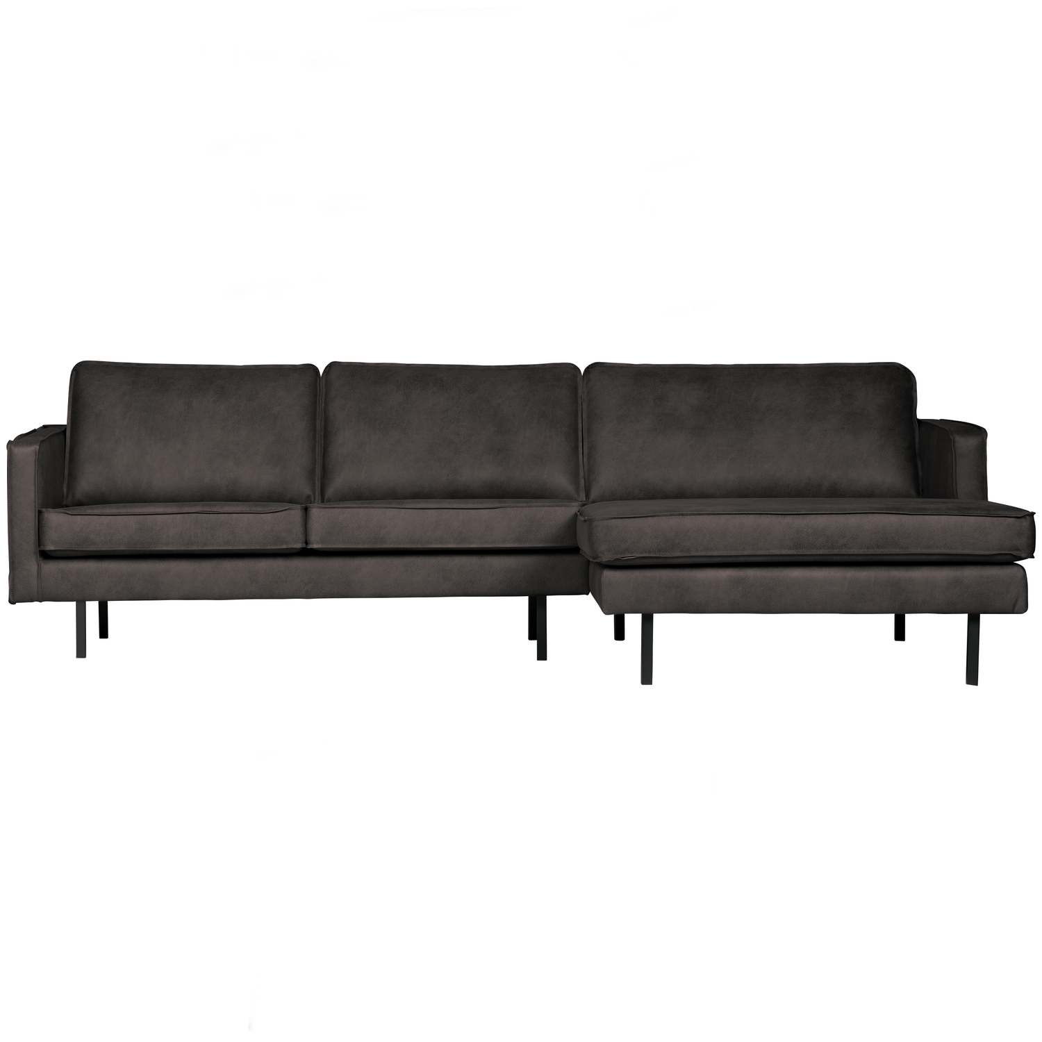 WOOOD chaise longue rechts Rodeo - Eco-leder - Zwart - 85x300x155