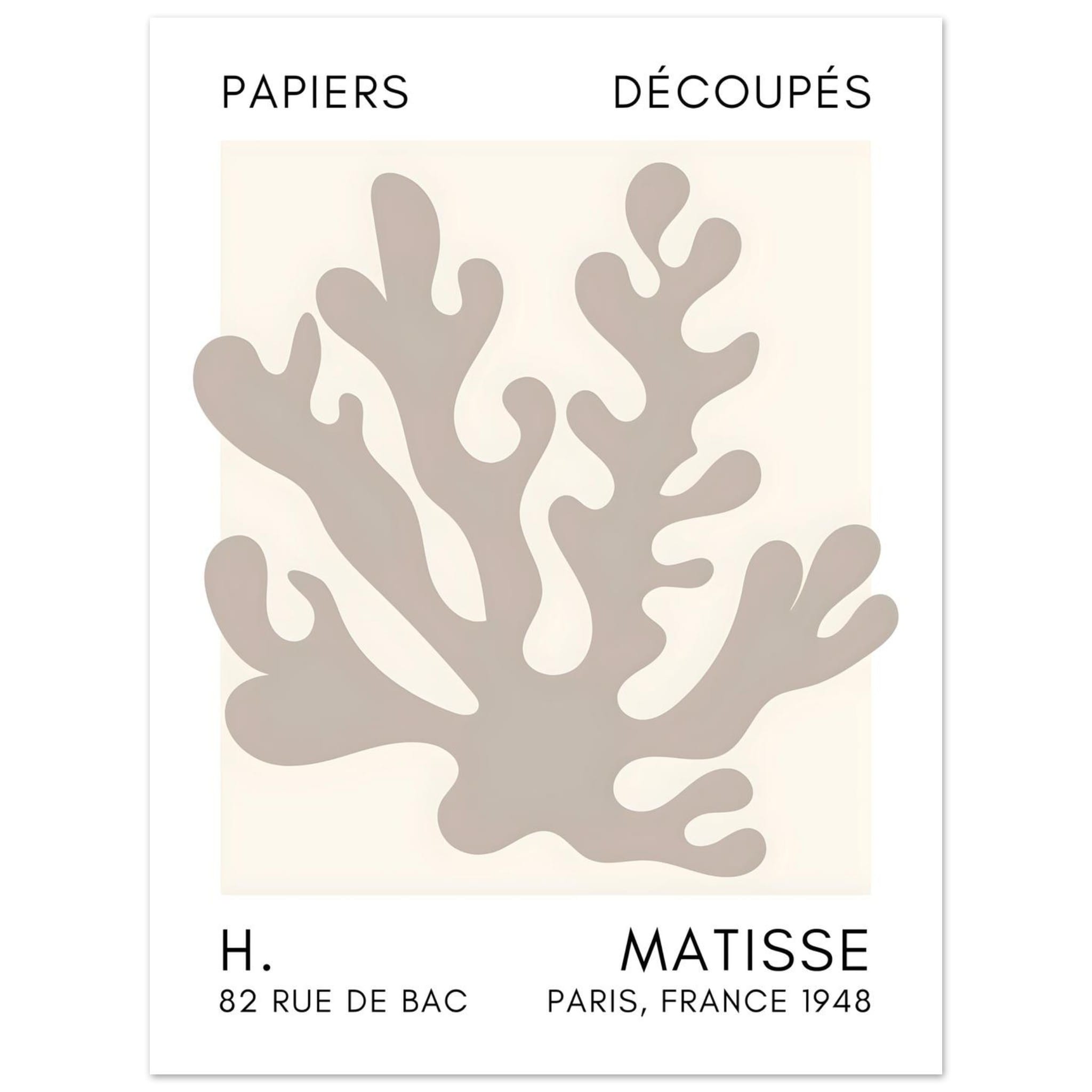 Artfulprints Poster Matisse – Saltflower shapes grey - 30x40 cm - Grij