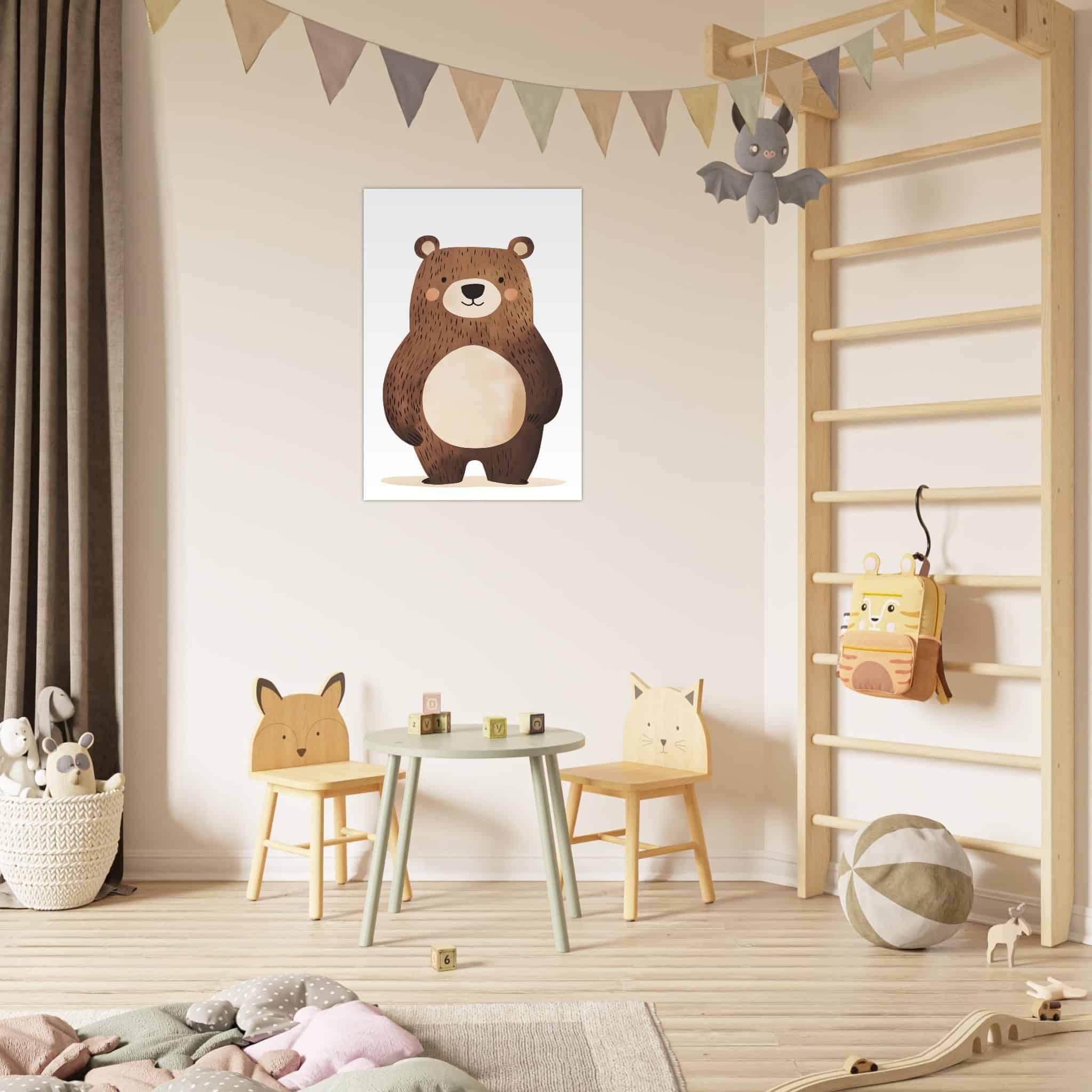 Artfulprints Poster Bruine beer staand - 70x100 cm - Bruin