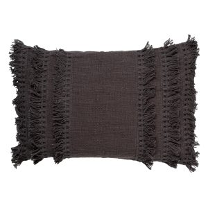 FARA – Kussenhoes 40×60 cm – 100% katoen – met franjes – Charcoal Gray