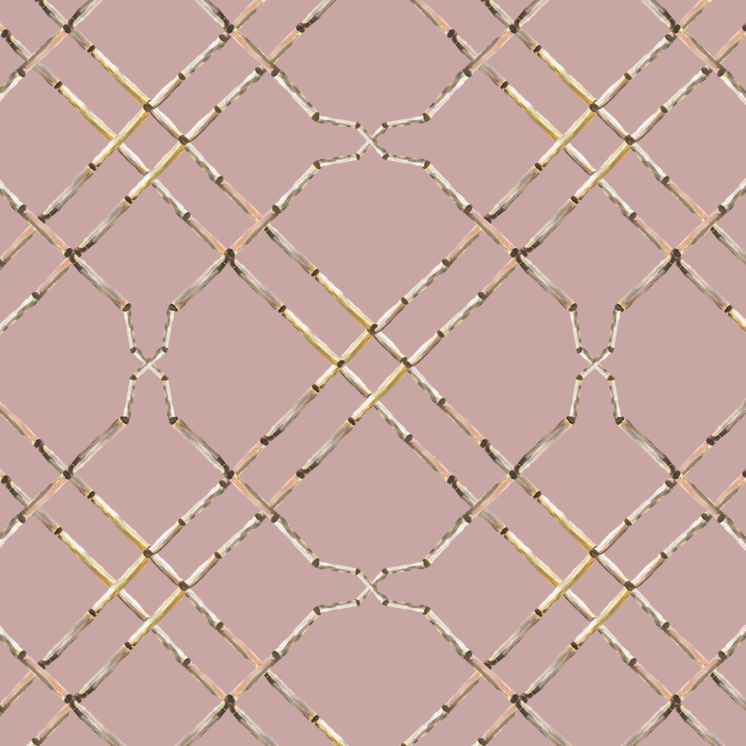 Catchii Behang Bamboo Trellis old pink