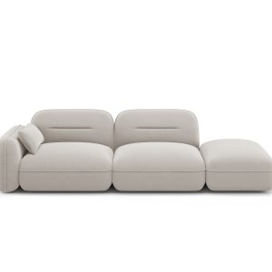Cosmopolitan Design Rechte modulaire bank Sydney 3-zits, flueel, licht Cosmopolitan Design Rechte modulaire bank Sydney 3-zits, flueel, licht