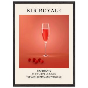 Artfulprints Poster met Lijst Kir Royale cocktail – Ingrediënten – 50x Artfulprints Poster met Lijst Kir Royale cocktail – Ingrediënten – 50x