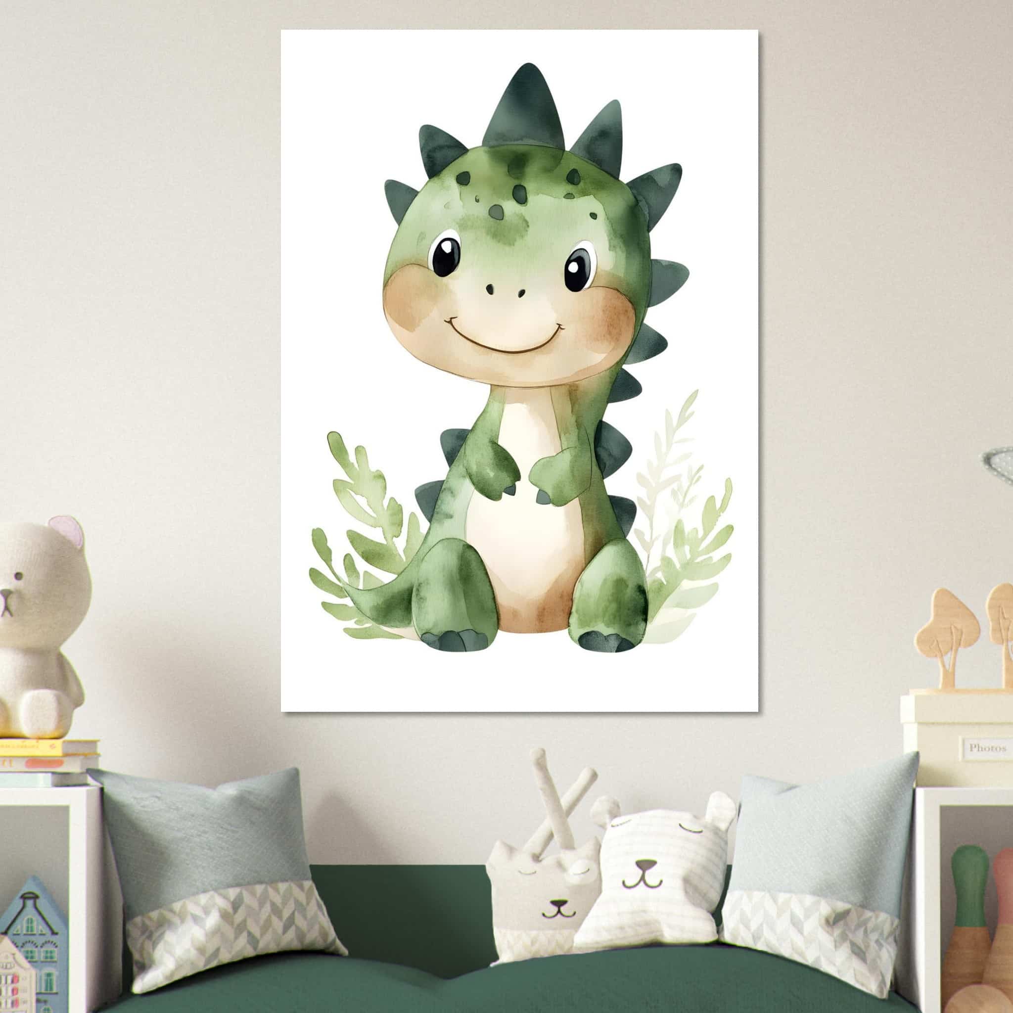 Artfulprints Poster Baby dino - 70x100 cm - Groen