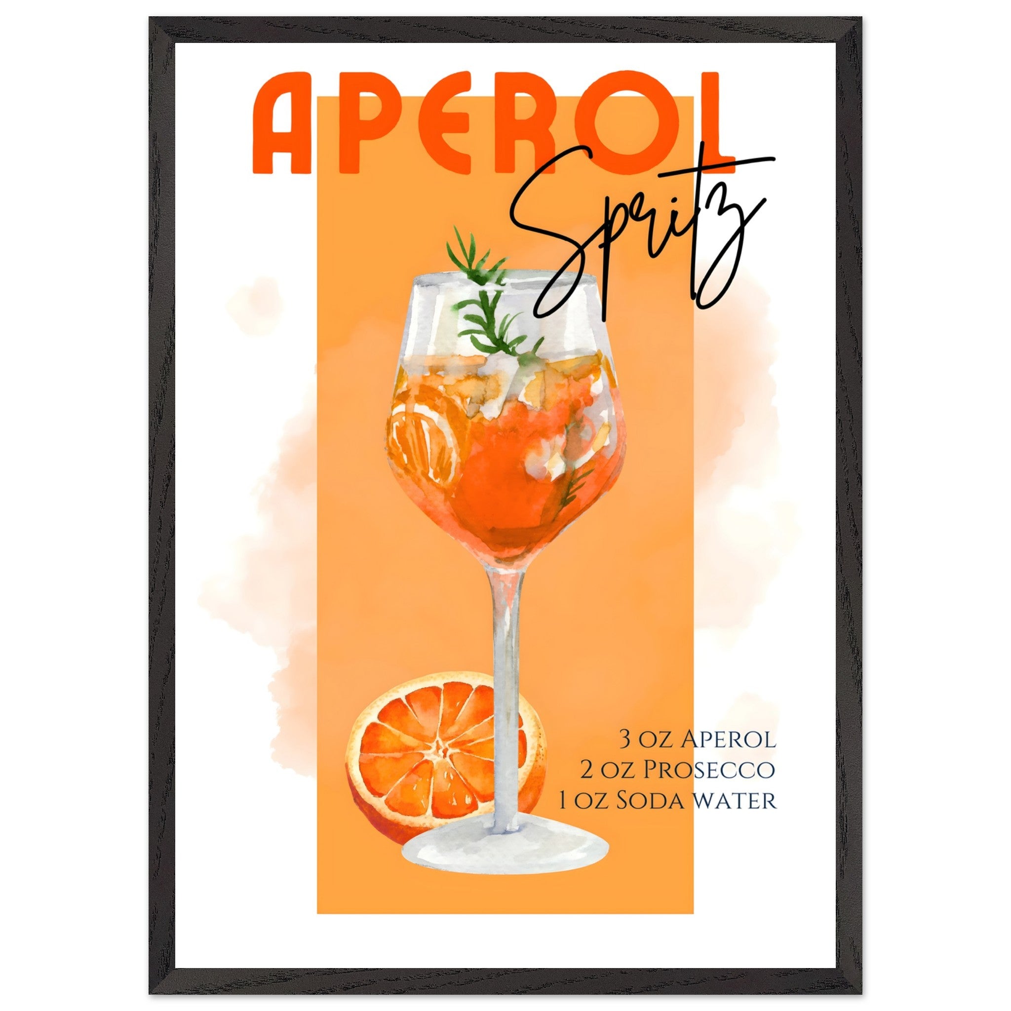 Artfulprints Poster met Lijst Aperol Spritz - Orange - 50x70 cm - Oran
