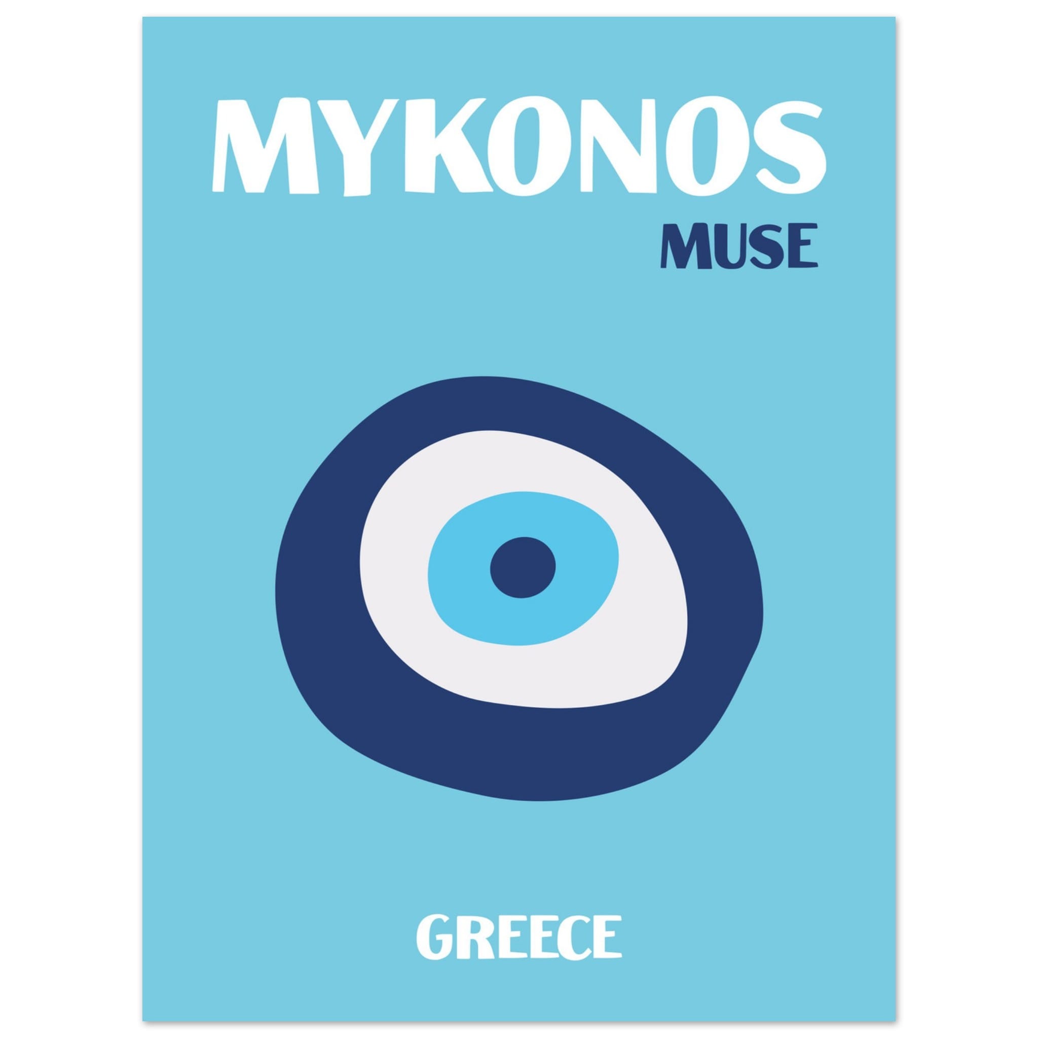 Artfulprints Poster Griekenland - Mykonos - 30x40 cm - Blauw