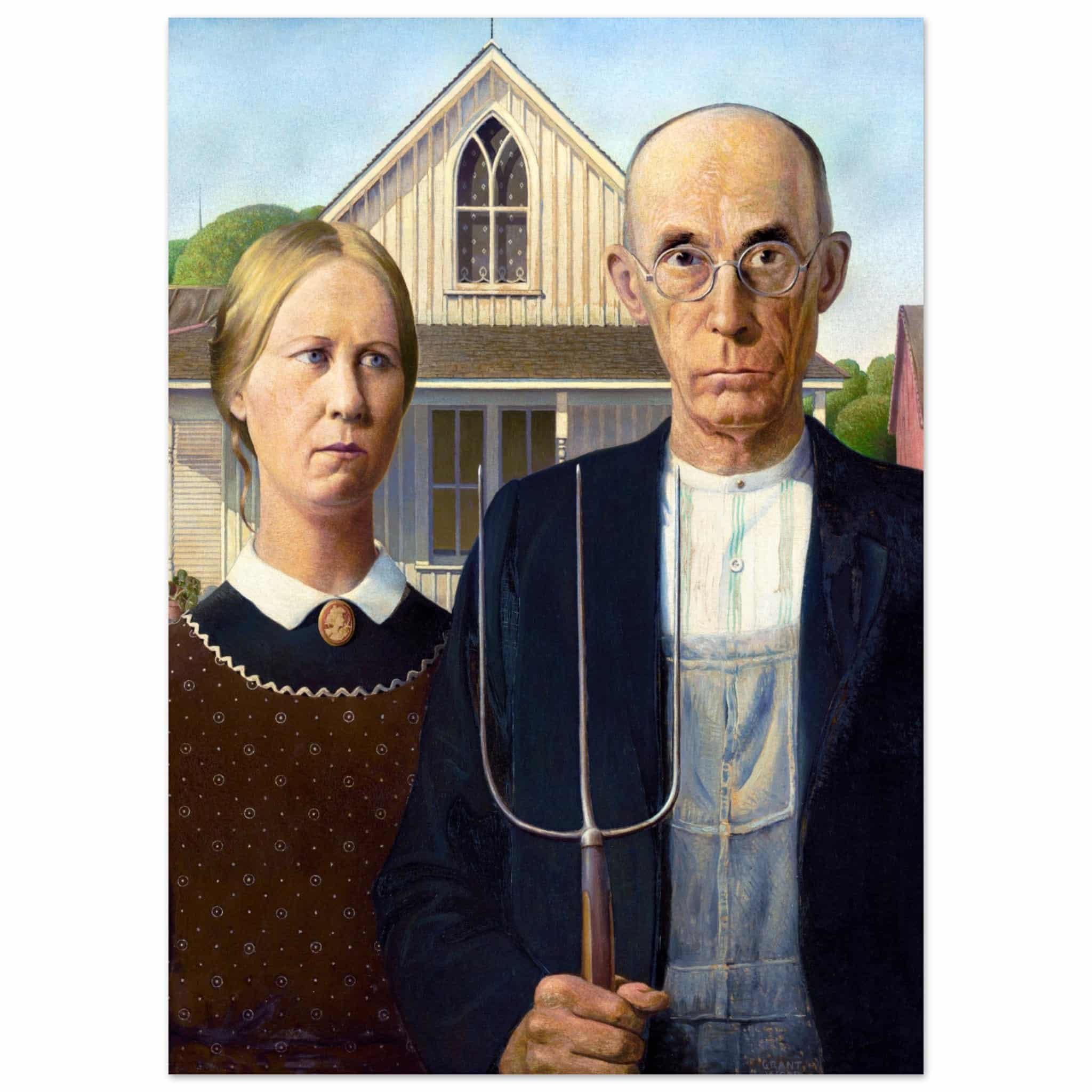 Artfulprints Poster Grant Wood - American gothic - 50x70 cm - Meerkleu