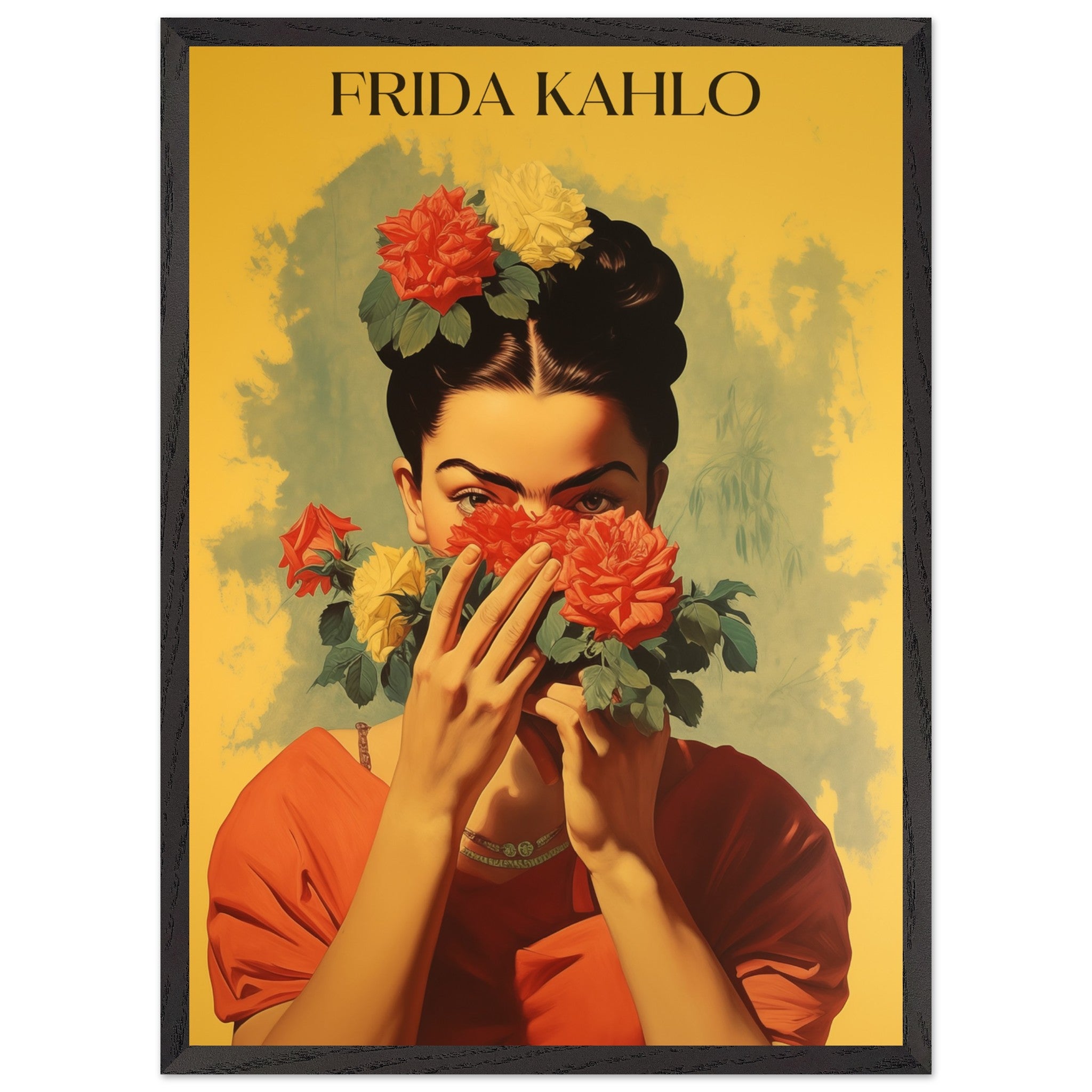 Artfulprints Poster met Lijst Frida Kahlo - Behind the bloom - 50x70 c