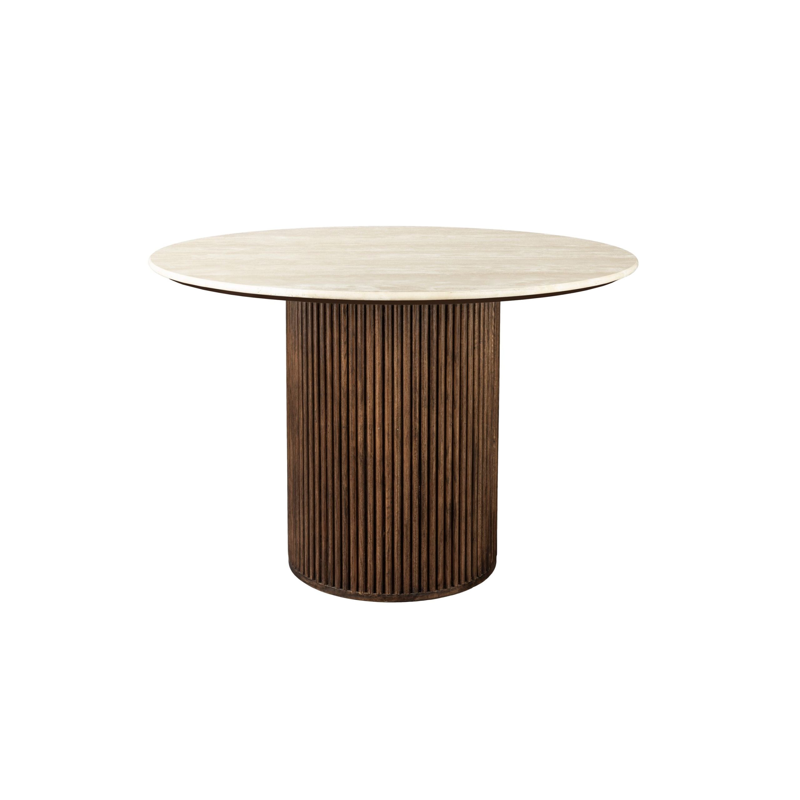 Dutchbone Arda Eettafel Rond 115 cm Travertin/ Hout - Beige